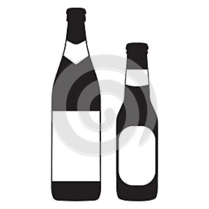 Beer bottles isolated  on white background with label. Vector.